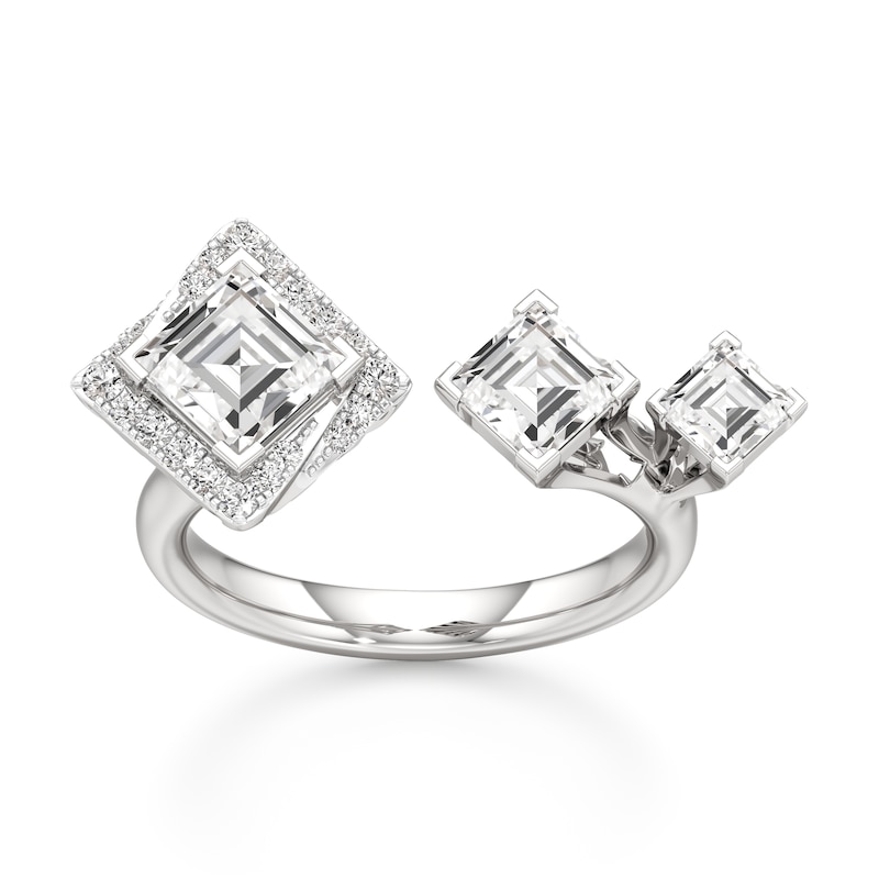 Main Image 1 of J'Lure Carre Step-Cut Lab-Grown Diamond Engagement Ring 2-1/6 ct tw 18K White Gold