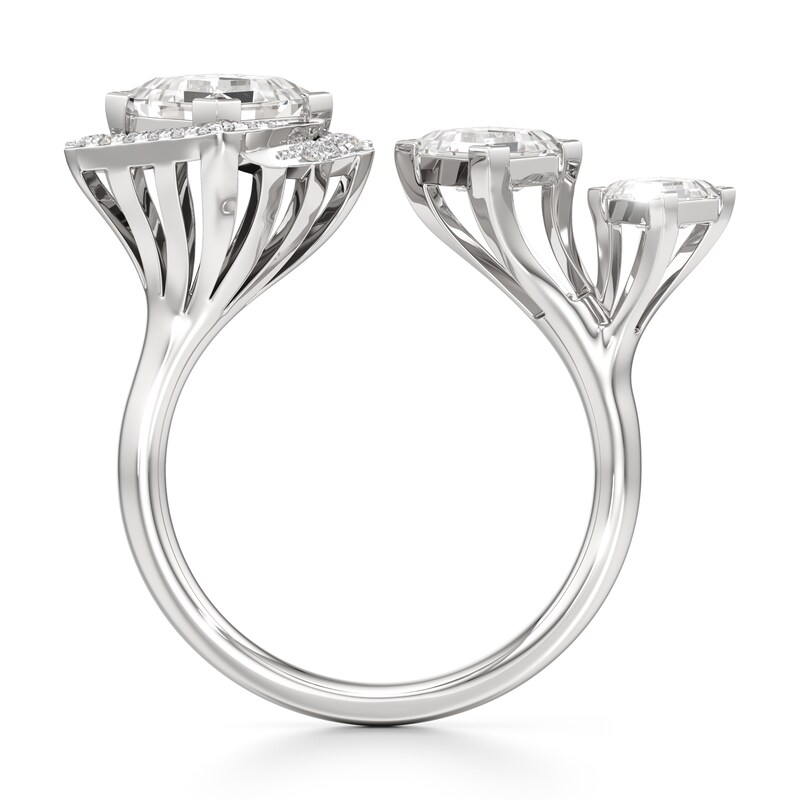 Main Image 2 of J'Lure Carre Step-Cut Lab-Grown Diamond Engagement Ring 2-1/6 ct tw 18K White Gold