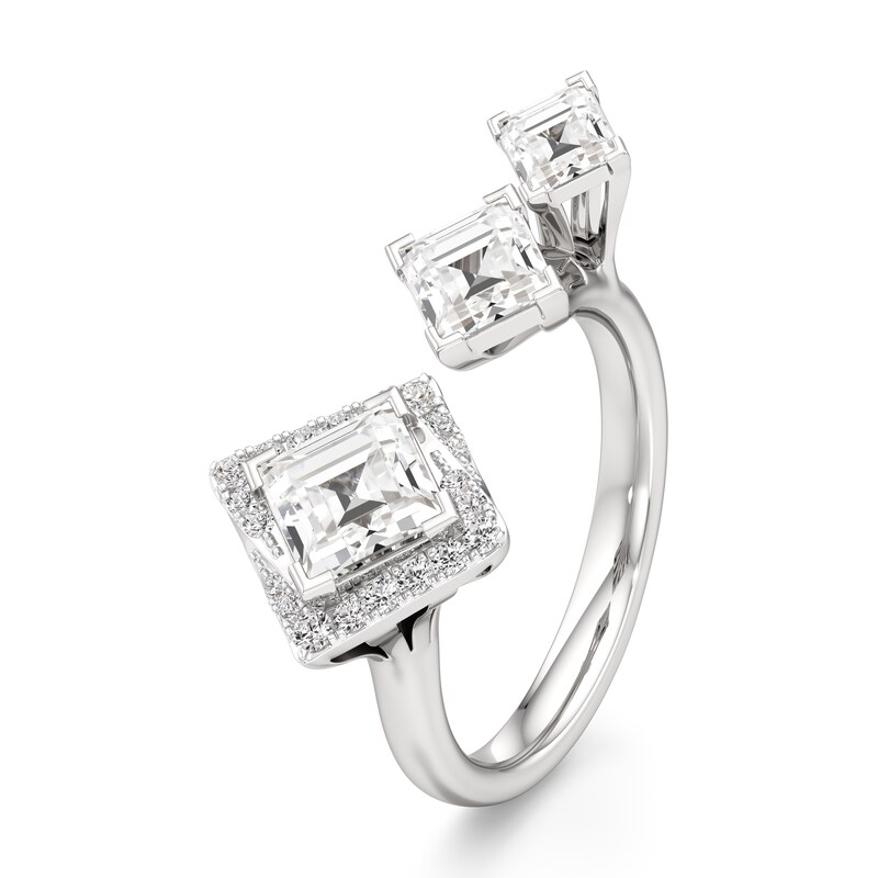 Main Image 4 of J'Lure Carre Step-Cut Lab-Grown Diamond Engagement Ring 2-1/6 ct tw 18K White Gold