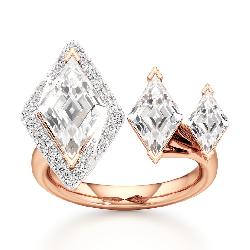 Main Image 1 of J'Lure Lozenge Step-Cut Lab-Grown Diamond Engagement Ring 3-3/4 ct tw 18K Rose Gold
