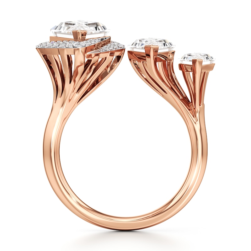 Main Image 2 of J'Lure Lozenge Step-Cut Lab-Grown Diamond Engagement Ring 3-3/4 ct tw 18K Rose Gold