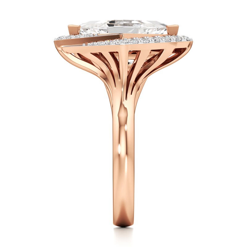 Main Image 3 of J'Lure Lozenge Step-Cut Lab-Grown Diamond Engagement Ring 3-3/4 ct tw 18K Rose Gold