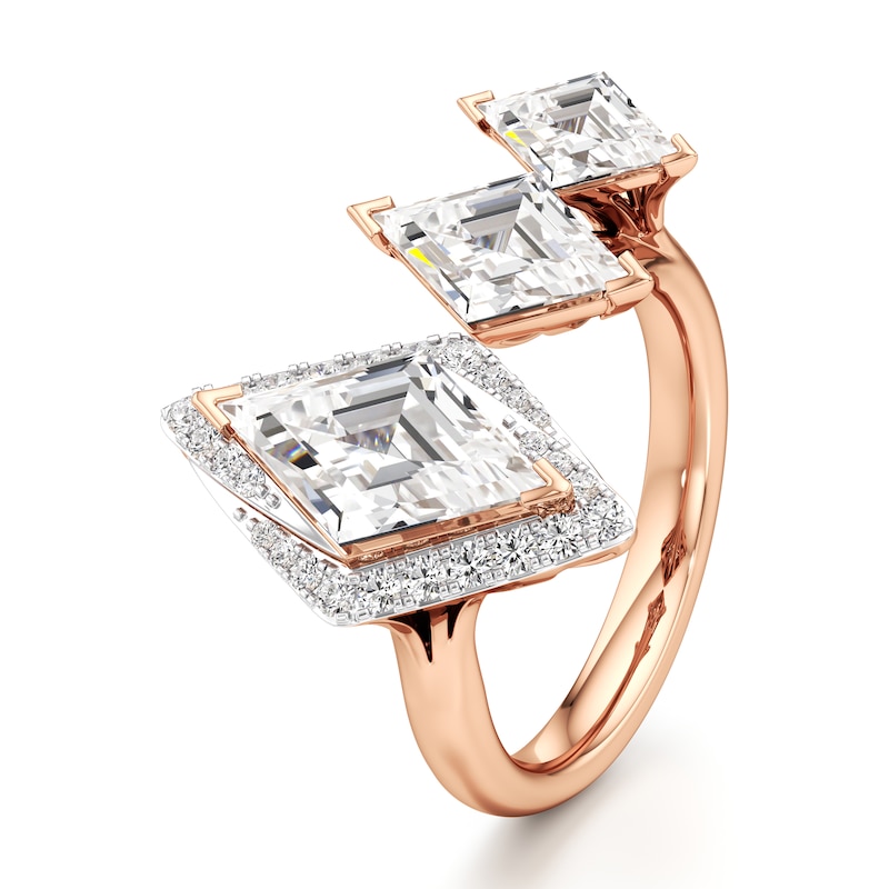 Main Image 4 of J'Lure Lozenge Step-Cut Lab-Grown Diamond Engagement Ring 3-3/4 ct tw 18K Rose Gold
