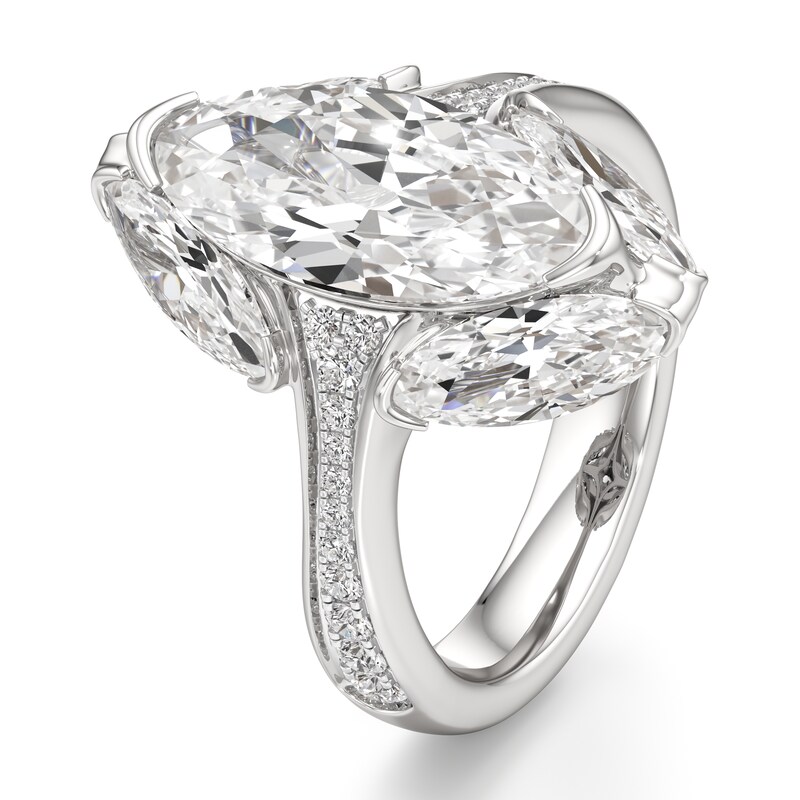 Main Image 4 of J'Lure Moval Old-Cut Lab-Grown Diamond Engagement Ring 5-5/8 ct tw 18K White Gold