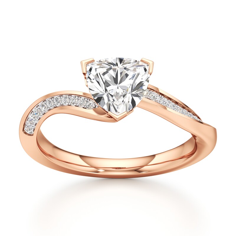 Main Image 1 of J'Lure Trillion Curved Brilliant-Cut Lab-Grown Diamond Bypass Engagement Ring 1-1/8 ct tw 18K Rose Gold
