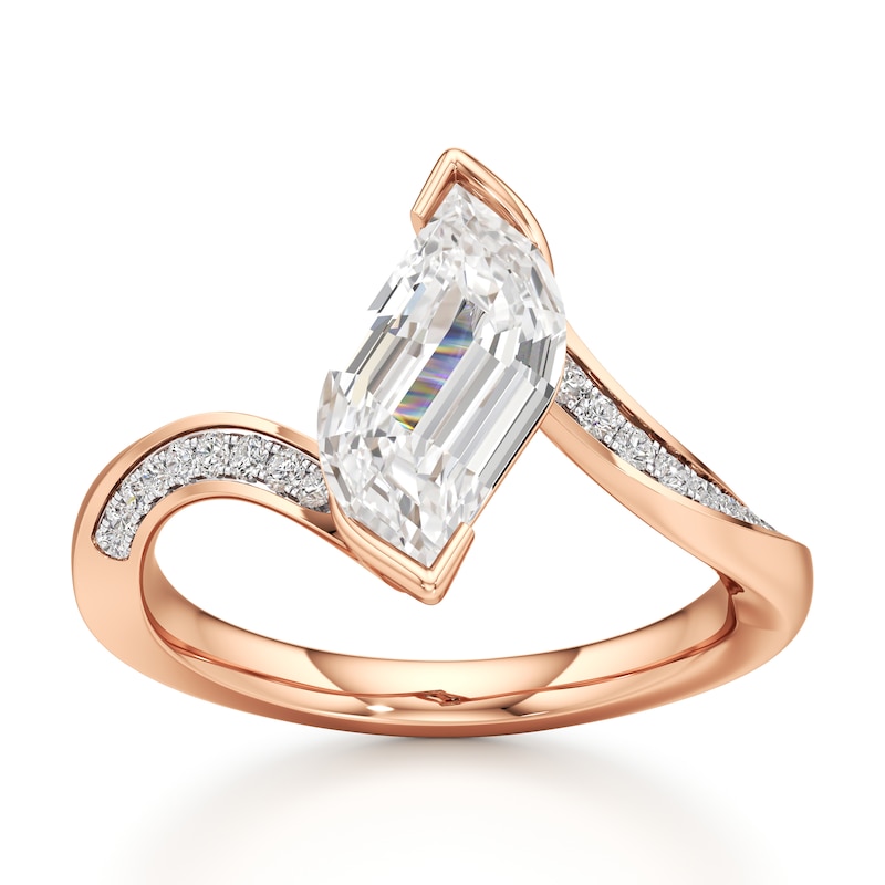 Main Image 1 of J'Lure Leaf Step-Cut Lab-Grown Diamond Bypass Engagement Ring 2-1/6 ct tw 18K Rose Gold
