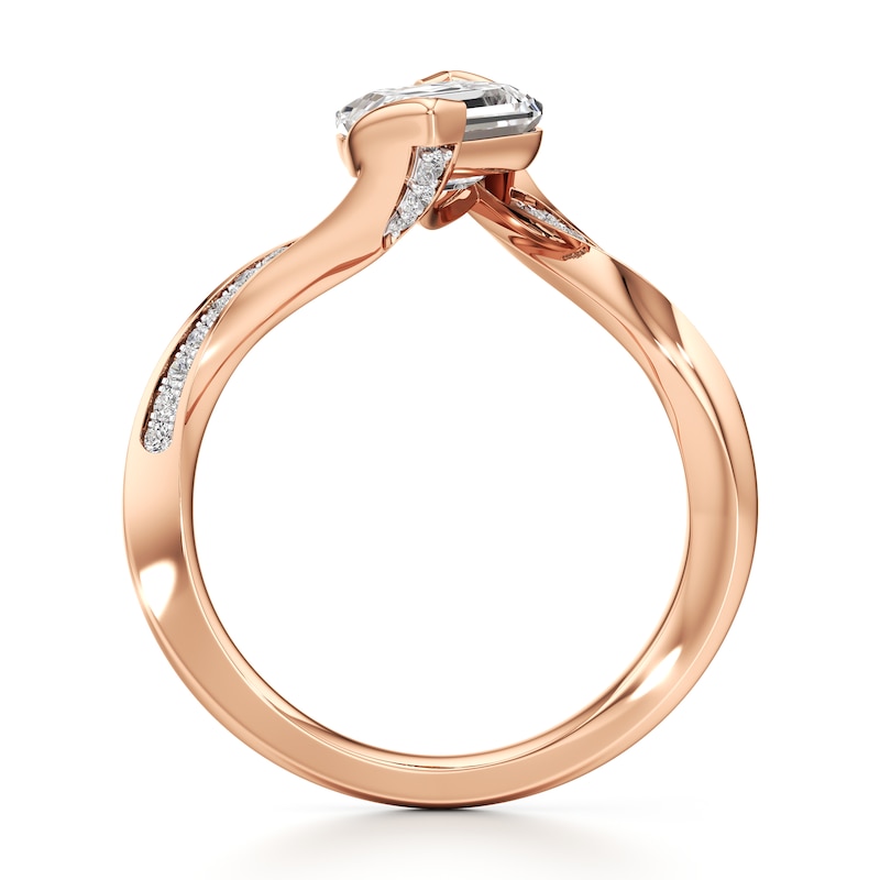 Main Image 2 of J'Lure Leaf Step-Cut Lab-Grown Diamond Bypass Engagement Ring 2-1/6 ct tw 18K Rose Gold