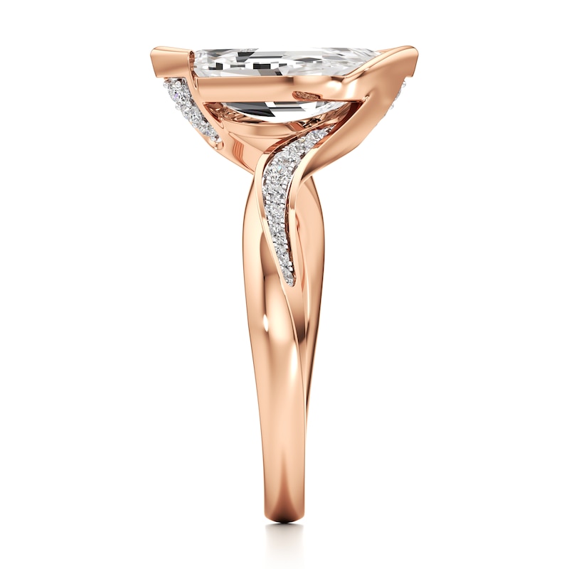 Main Image 3 of J'Lure Leaf Step-Cut Lab-Grown Diamond Bypass Engagement Ring 2-1/6 ct tw 18K Rose Gold