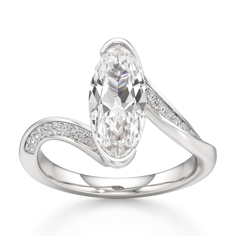 Main Image 1 of J'Lure Moval Old-Cut Lab-Grown Diamond Bypass Engagement Ring 2-1/5 ct tw 18K White Gold