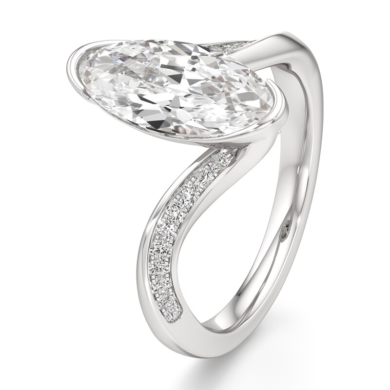 Main Image 4 of J'Lure Moval Old-Cut Lab-Grown Diamond Bypass Engagement Ring 2-1/5 ct tw 18K White Gold