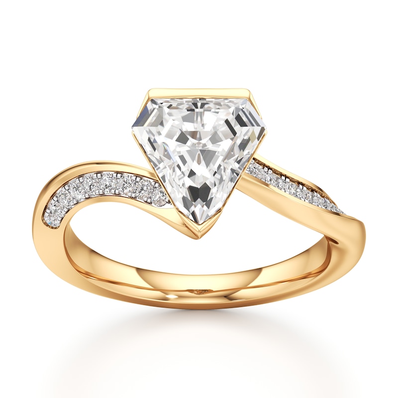 Main Image 1 of J'Lure Shield Step-Cut Lab-Created Diamond Bypass Engagement Ring 2-1/5 ct tw 18K Yellow Gold