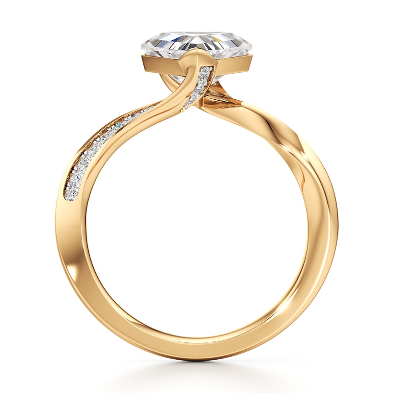 Main Image 2 of J'Lure Shield Step-Cut Lab-Created Diamond Bypass Engagement Ring 2-1/5 ct tw 18K Yellow Gold
