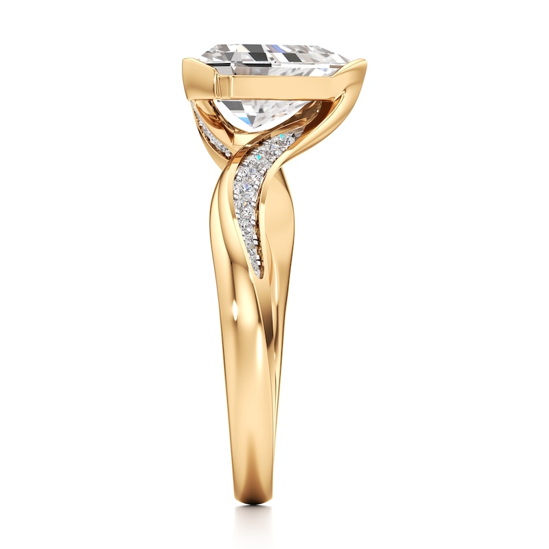 Main Image 3 of J'Lure Shield Step-Cut Lab-Created Diamond Bypass Engagement Ring 2-1/5 ct tw 18K Yellow Gold