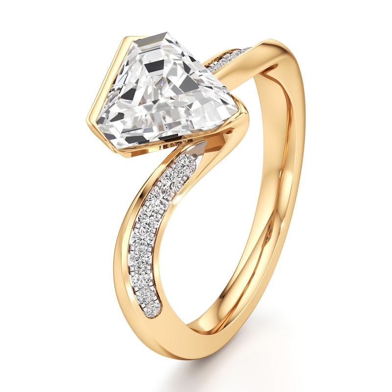 Main Image 4 of J'Lure Shield Step-Cut Lab-Created Diamond Bypass Engagement Ring 2-1/5 ct tw 18K Yellow Gold