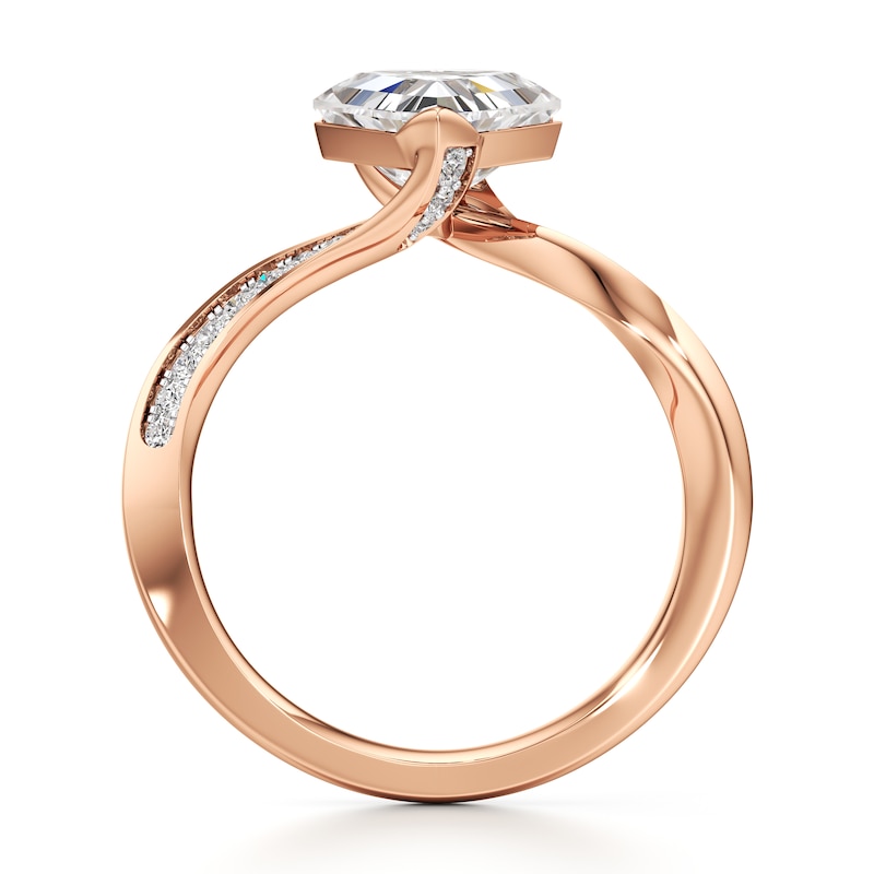 Main Image 2 of J'Lure Shield Step-Cut Lab-Grown Diamond Bypass Engagement Ring 2-1/5 ct tw 18K Rose Gold