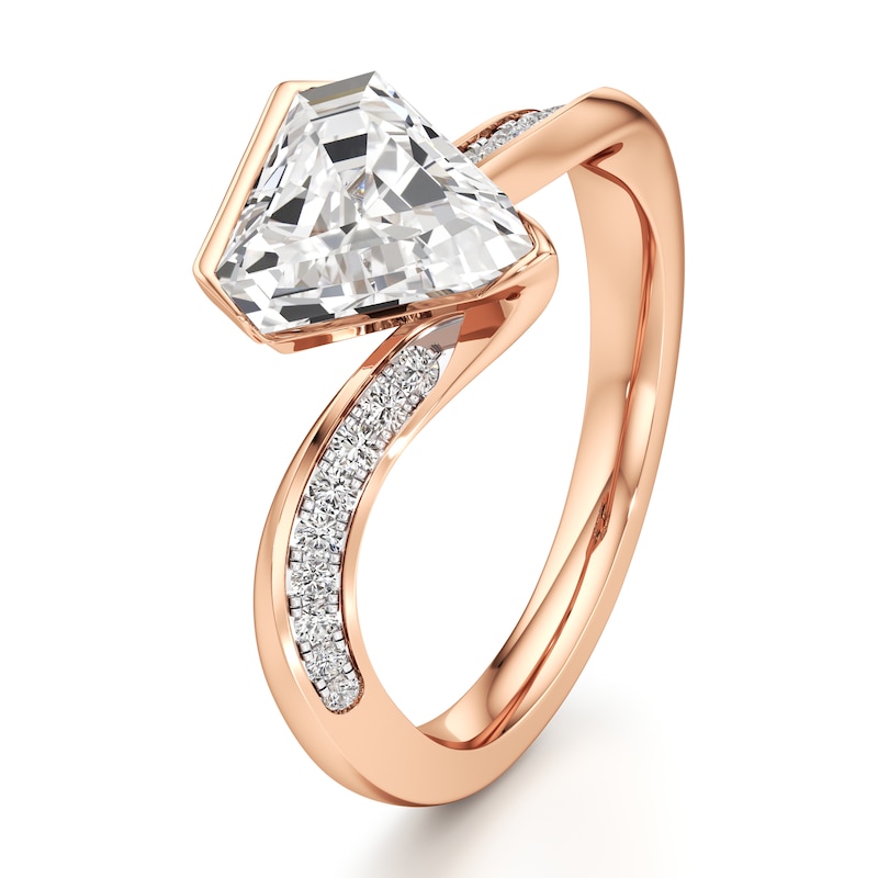 Main Image 4 of J'Lure Shield Step-Cut Lab-Grown Diamond Bypass Engagement Ring 2-1/5 ct tw 18K Rose Gold