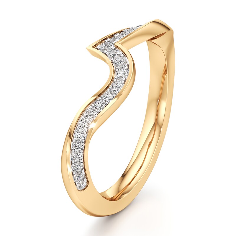 Main Image 4 of J'Lure Lab-Created Diamond Contour Wedding Band 1/5 ct tw 18K Yellow Gold