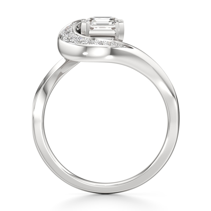 Main Image 2 of J'Lure Square-Emerald Step-Cut Lab-Grown Diamond Engagement Ring 1 ct tw 18K White Gold