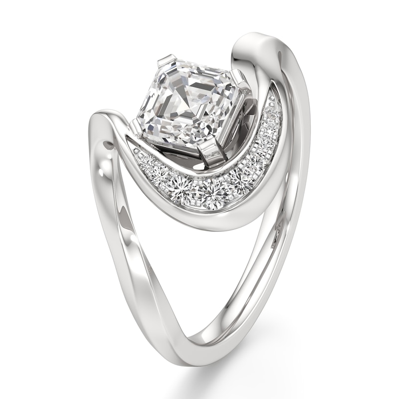 Main Image 4 of J'Lure Square-Emerald Step-Cut Lab-Grown Diamond Engagement Ring 1 ct tw 18K White Gold