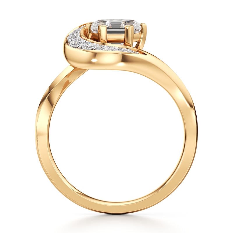 Main Image 2 of J'Lure Hexagon Step-Cut Lab-Created Diamond Engagement Ring 1 ct tw 18K Yellow Gold