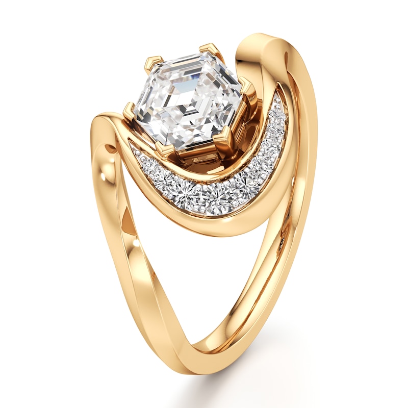 Main Image 4 of J'Lure Hexagon Step-Cut Lab-Created Diamond Engagement Ring 1 ct tw 18K Yellow Gold