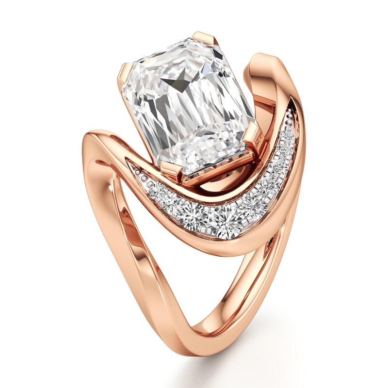 Main Image 4 of J'Lure Imperial-Emerald Step-Cut Lab-Grown Diamond Engagement Ring 3 ct tw 18K Rose Gold
