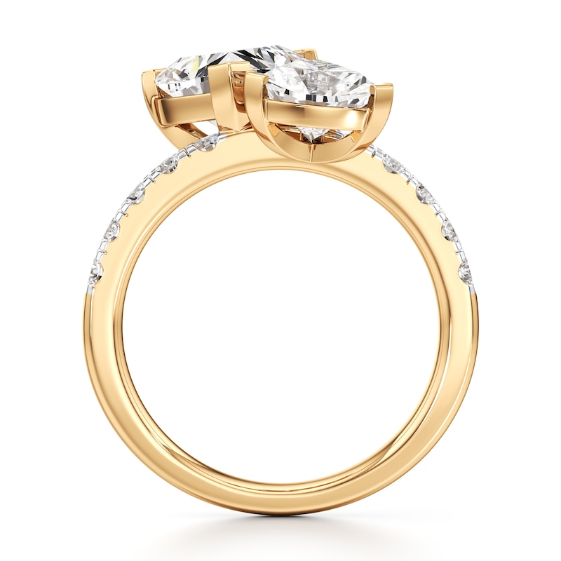 Main Image 2 of J'Lure Trillion Curved Brilliant-Cut Two-Stone Lab-Grown Diamond Engagement Ring 3-3/8 ct tw 18K Yellow Gold
