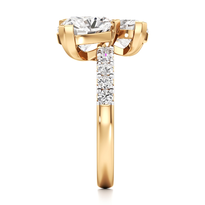 Main Image 3 of J'Lure Trillion Curved Brilliant-Cut Two-Stone Lab-Grown Diamond Engagement Ring 3-3/8 ct tw 18K Yellow Gold