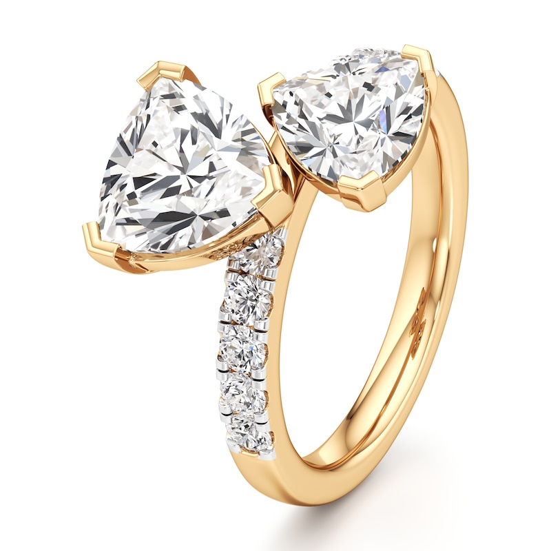 Main Image 4 of J'Lure Trillion Curved Brilliant-Cut Two-Stone Lab-Grown Diamond Engagement Ring 3-3/8 ct tw 18K Yellow Gold