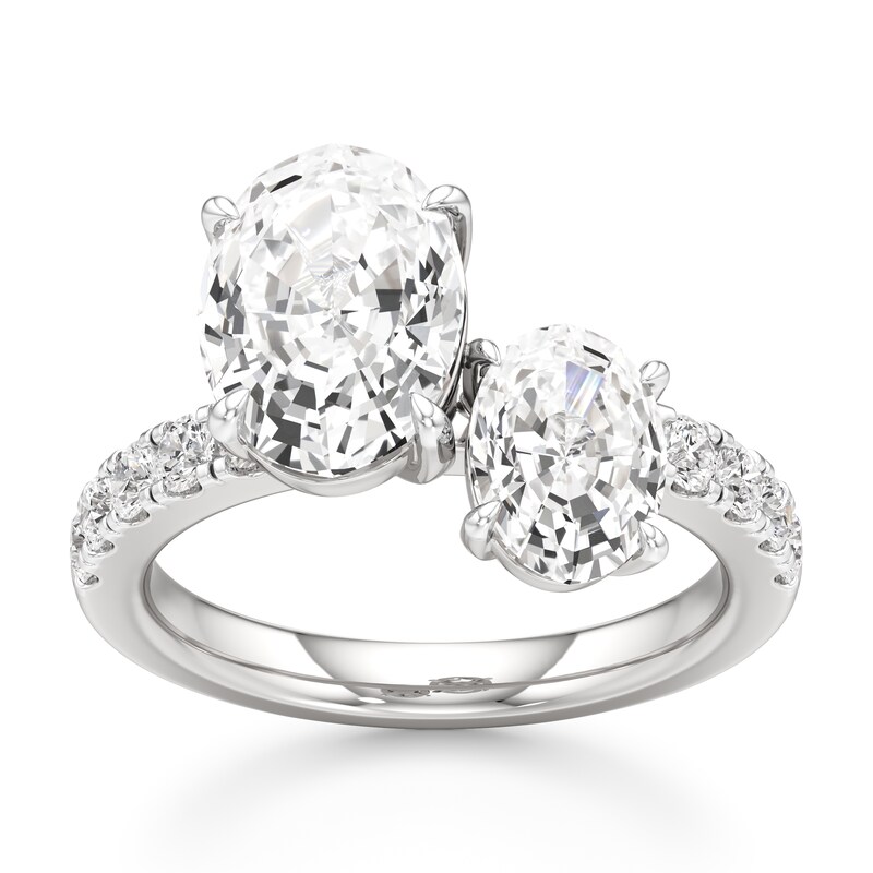 Main Image 1 of J'Lure Oval Step-Cut Two-Stone Lab-Grown Diamond Engagement Ring 4-5/8 ct tw 18K White Gold