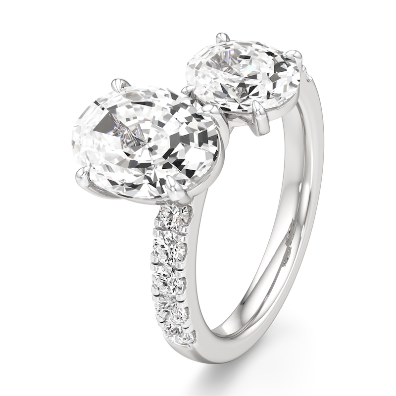 Main Image 4 of J'Lure Oval Step-Cut Two-Stone Lab-Grown Diamond Engagement Ring 4-5/8 ct tw 18K White Gold
