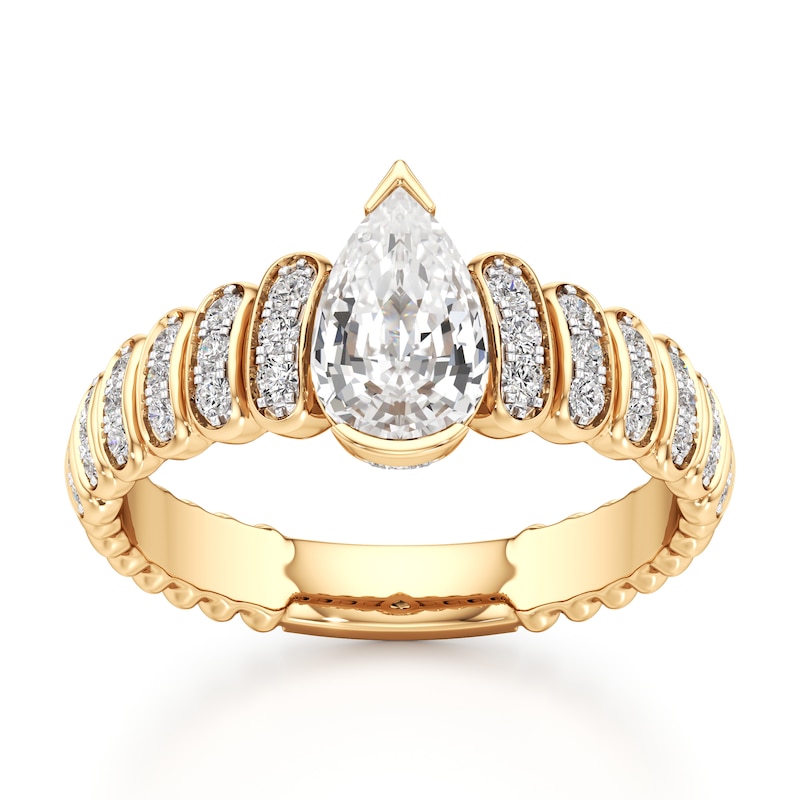Main Image 1 of J'Lure Pear Step-Cut Lab-Grown Diamond Engagement Ring 1-1/4 ct tw 18K Yellow Gold
