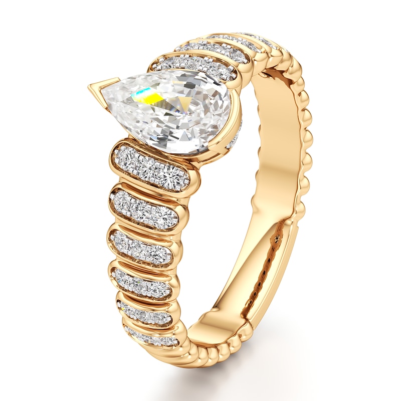Main Image 4 of J'Lure Pear Step-Cut Lab-Grown Diamond Engagement Ring 1-1/4 ct tw 18K Yellow Gold