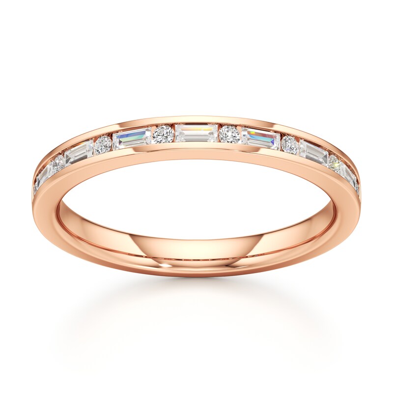 Main Image 1 of J'Lure Baguette & Round-Cut Lab-Grown Diamond Wedding Band 1/3 ct tw 18K Rose Gold