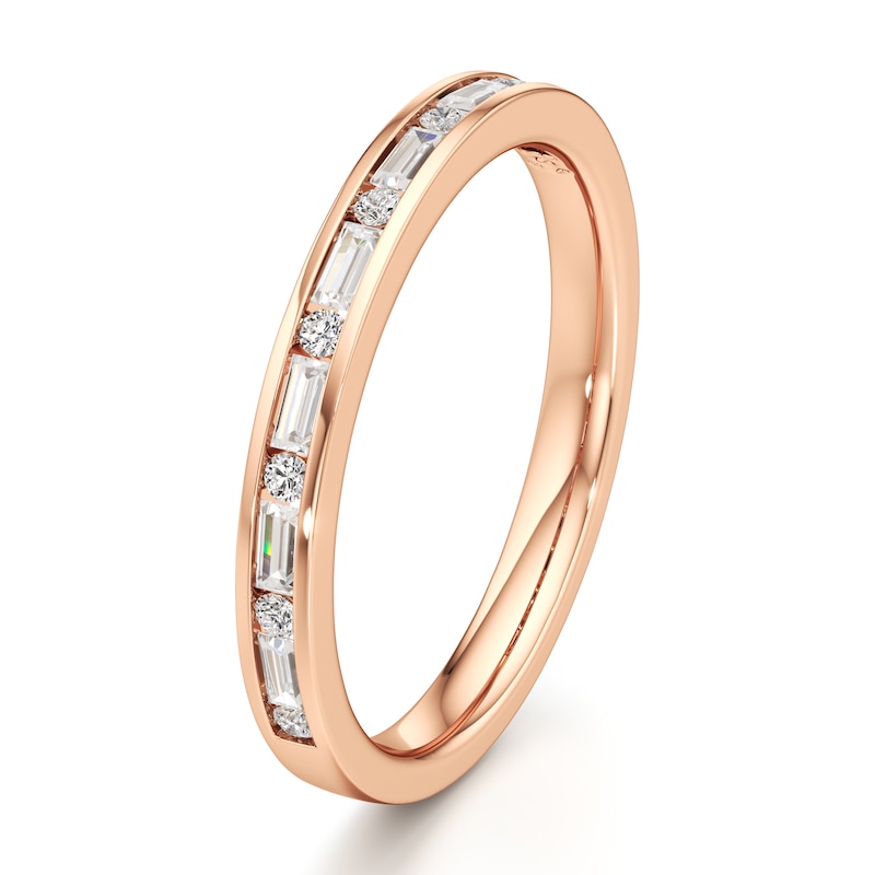 Main Image 4 of J'Lure Baguette & Round-Cut Lab-Grown Diamond Wedding Band 1/3 ct tw 18K Rose Gold