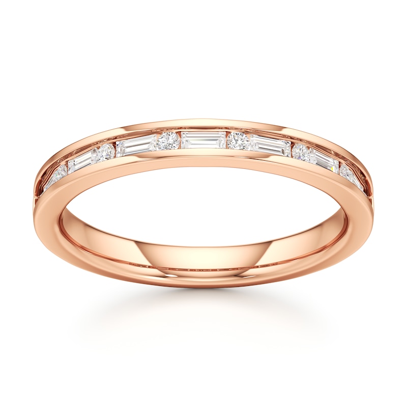 Main Image 1 of J'Lure Baguette & Round-Cut Lab-Grown Diamond Wedding Band 3/8 ct tw 18K Rose Gold