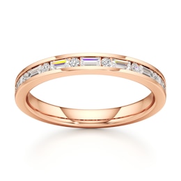 J'Lure Baguette & Round-Cut Lab-Grown Diamond Wedding Band 3/8 ct tw 18K Rose Gold