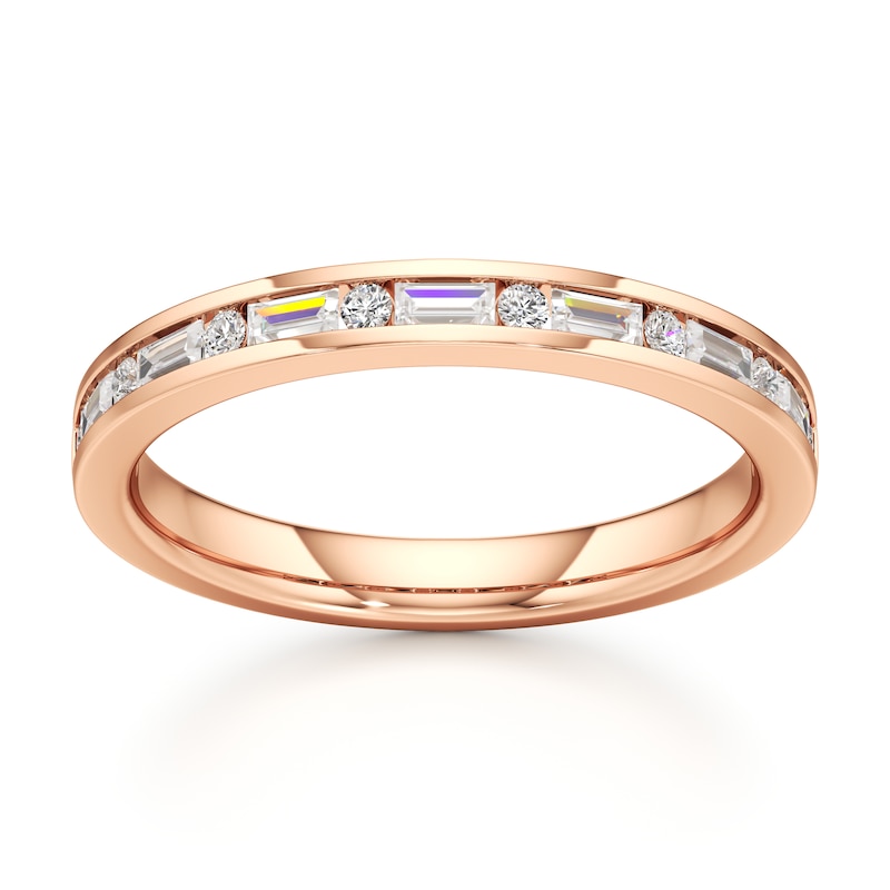 Main Image 1 of J'Lure Baguette & Round-Cut Lab-Grown Diamond Wedding Band 3/8 ct tw 18K Rose Gold