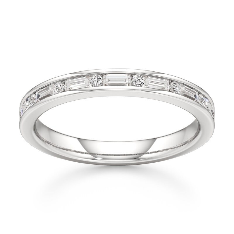 Main Image 1 of J'Lure Baguette & Round-Cut Lab-Grown Diamond Wedding Band 3/8 ct tw 18K White Gold