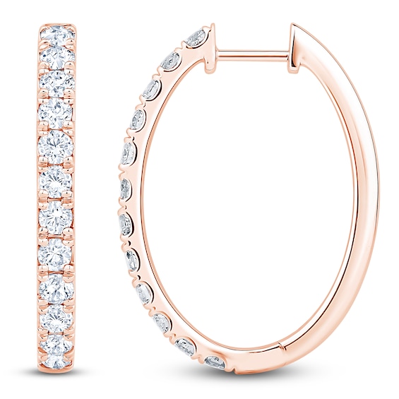 Jared Signature Lab-Grown Diamond Oval Hoop Earrings 2 ct tw 14K Rose Gold