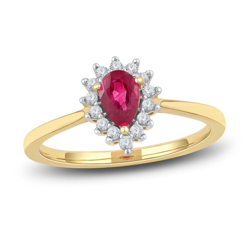 14K White Yellow or Rose Gold Ruby Pear & 1/6 CTW Diamond Double V Ring 14K White Yellow or Rose Gold Ruby Pear & 1/6 CTW Diamond Double V Ring