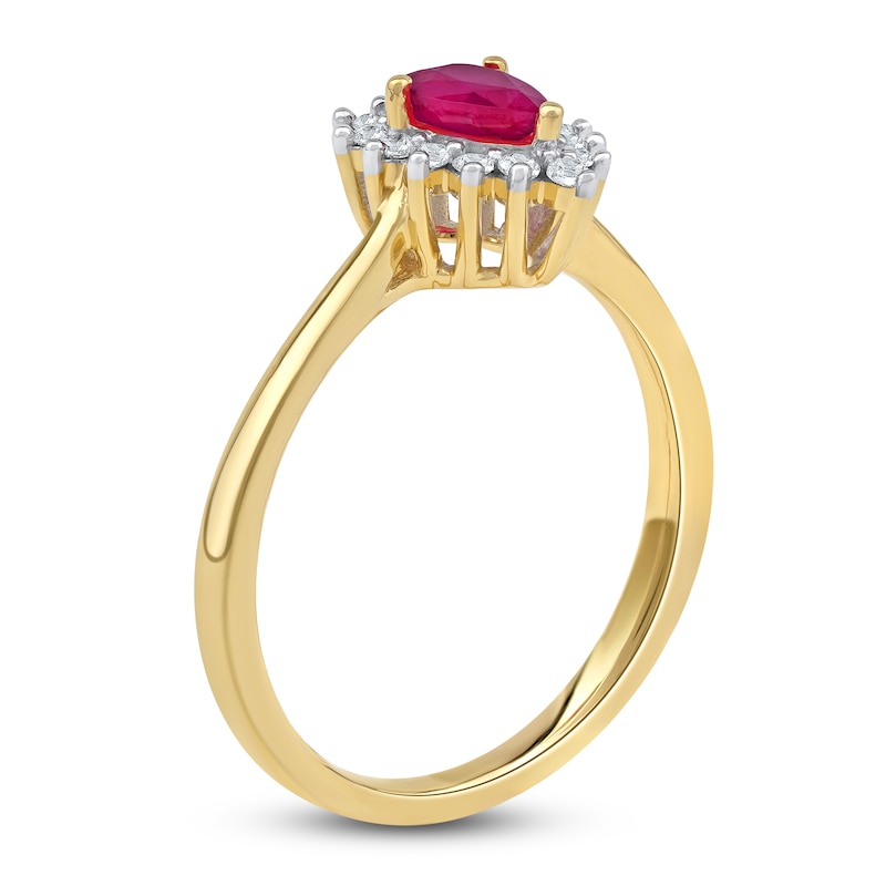 Main Image 2 of Pear-Shaped Natural Ruby Ring 1/6 ct tw 14K Yellow Gold