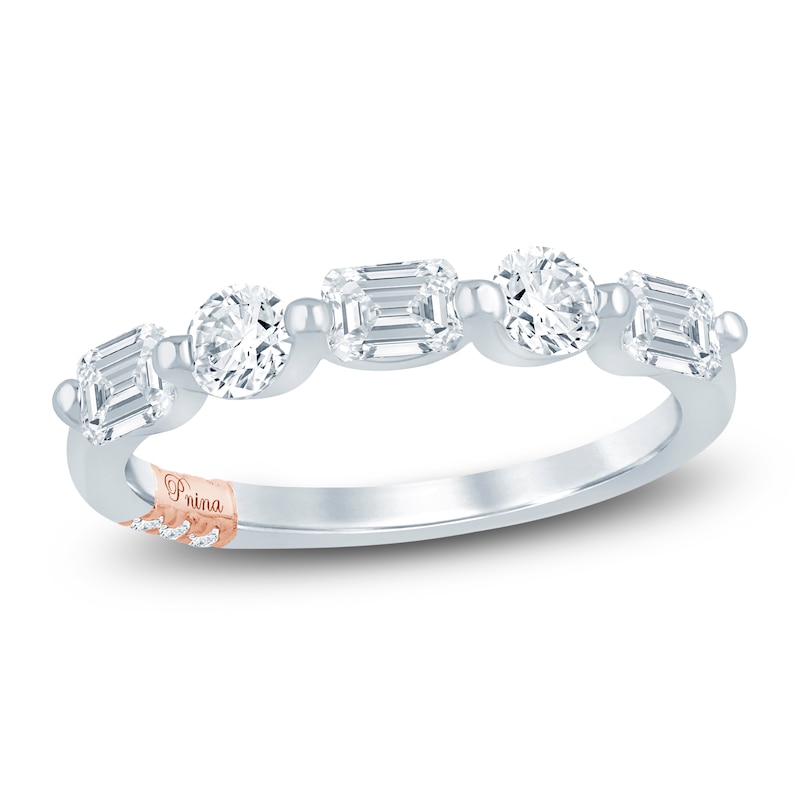 Pnina Tornai Emerald & Round-Cut Lab-Grown Diamond Five-Stone Anniversary Ring 1 ct tw 14K Gold