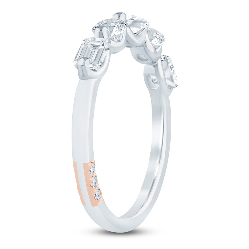 Main Image 2 of Pnina Tornai Emerald & Round-Cut Lab-Grown Diamond Five-Stone Anniversary Ring 1 ct tw 14K White Gold