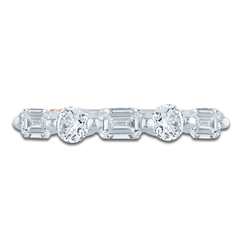 Main Image 3 of Pnina Tornai Emerald & Round-Cut Lab-Grown Diamond Five-Stone Anniversary Ring 1 ct tw 14K White Gold