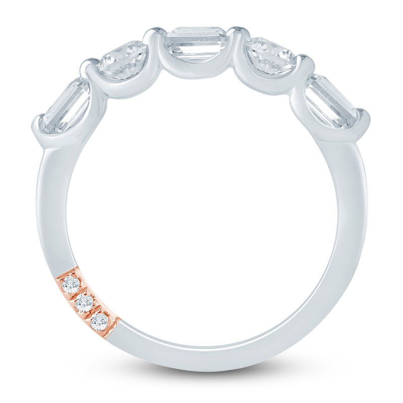 Main Image 4 of Pnina Tornai Emerald & Round-Cut Lab-Grown Diamond Five-Stone Anniversary Ring 1 ct tw 14K White Gold