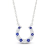 Thumbnail Image 1 of Blue & White Lab-Created Sapphire Horseshoe Necklace 10K White Gold 18"