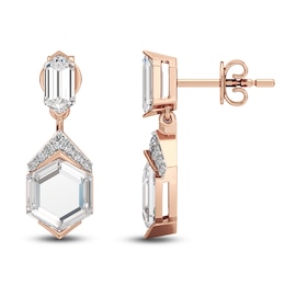 J'Lure Hexagon Portrait-Cut & Hexagon Baguette-Cut Lab-Grown Diamond Dangle Earrings 2-7/8 ct tw 14K Rose Gold