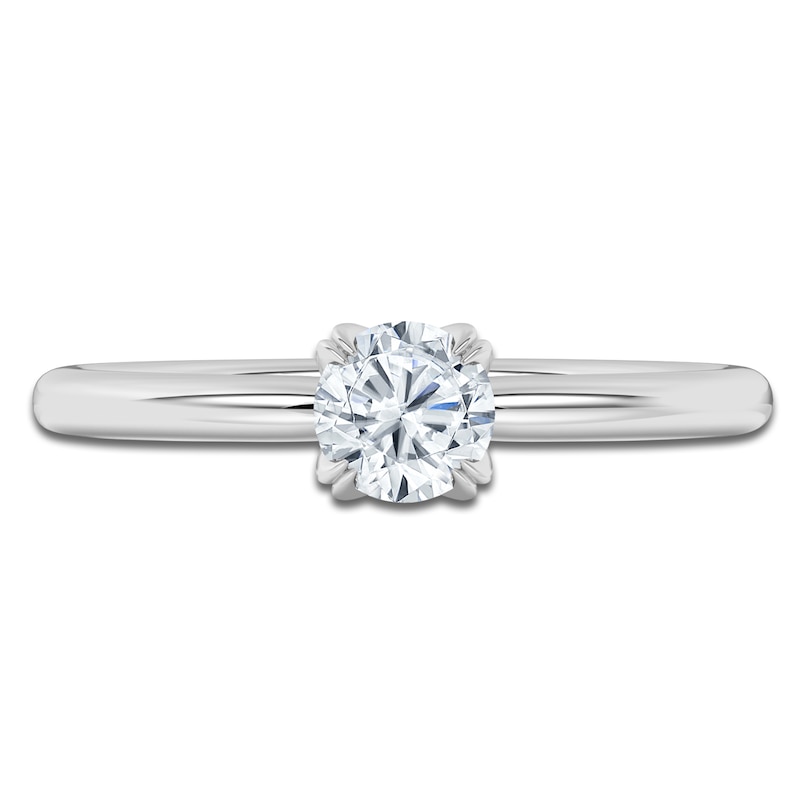 Main Image 3 of Certified Round-Cut Solitaire Diamond Engagement Ring 1/2 ct tw 18K White Gold (SI2/G)