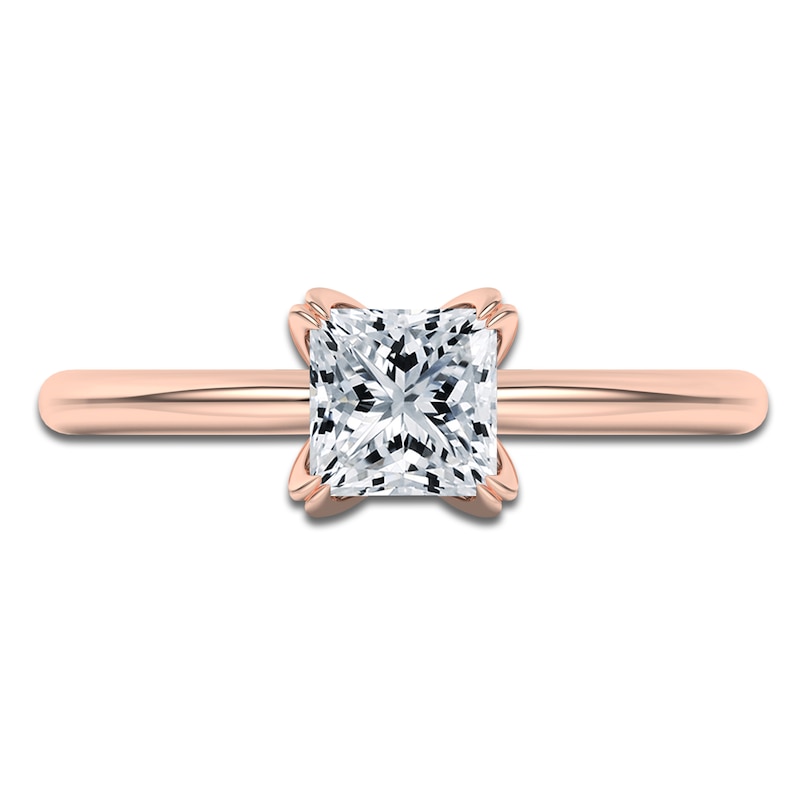 Main Image 3 of Certified Princess-Cut Diamond Solitaire Engagement Ring 1 ct tw 18K Rose Gold (SI2/G)